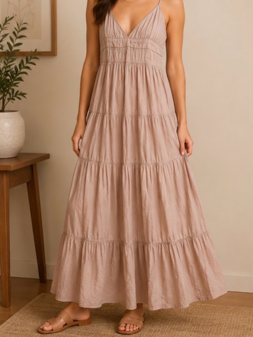 Sisley Sleeveless Maxi Dress in Light Blush